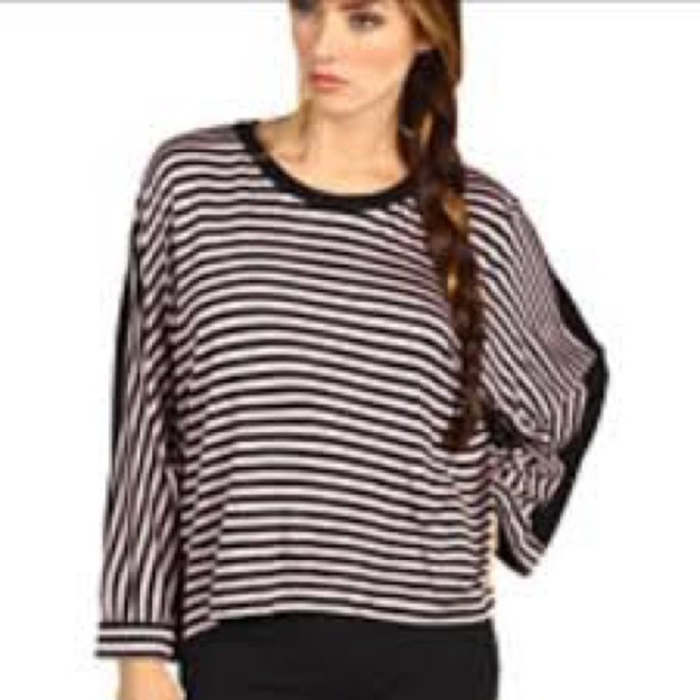 Adidas by Stella McCartney Pink and Black Striped Long Sleeve Blouse Size Large